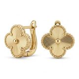Zeino 14K Altın Kaplama 13 mm Yonca Desenli Çelik Küpe