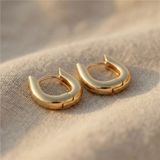 Zeino 14K Altın Kaplama - 17 mm Kalın Kavisli Halka Çelik Küpe