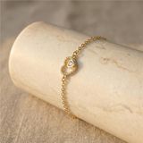 Zeino 14K Altın Kaplama - 17+3 cm Kalp Charm Zirkon Taşlı Bileklik