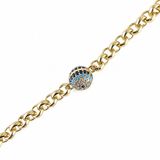 Zeino 14k Altın Kaplama - 19 cm Nazar Boncuğu Zirkon Taşlı Ayarlanabilir Oval Zincir Bileklik