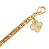 Zeino 14K Altın Kaplama - 19 cm Yonca Uçlu Charm Hasır Zincir Çelik Bileklik