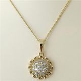 Zeino 14K Altın Kaplama 45 cm Zirkon Çerçeveli Madalyon Kolye