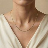 Zeino 14K Altın Kaplama - 50 cm Yassı Gurmet Zincir Kolye