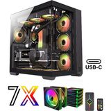 Zeiron Mirage Tuş ve Kumanda Kontrolcülü 7X120 mm Gerçek Argb Fanlı (Psu Yok) Gaming Boş Akvaryum Bilgisayar Kasası