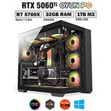 Zeiron Mirage X60 Ryzen 7 5700X 32GB RAM 1TB M.2 SSD RTX5060Ti Sıvı Soğutmalı Oyuncu Masaüstü Bilgisayar