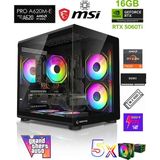 Zeiron Mohawk X5 Amd Ryzen 5 7500F-MSI A620M-B/GEFORCE Rtx 5060TI 16GB X2 ICE/512GB M.2/16GB Ddr5 Siyah-Oem Oyuncu Paket