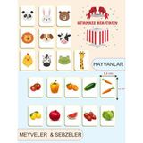 Zeka Kartları Eğitici Oyuncak Hafıza Kartı Hayvan ve Meyveler Eğitici Puzzle Oyuncak ( 5,5 x 7,5 Cm)