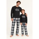 Zekalya Baba Oğul Just Be Cool Baskılı Ekose Milan Pijama Takımı - Ayrı Ayrı Satılır - Siyah - 11 Yaş
