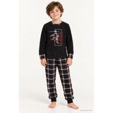 Zekalya Erkek Çocuk Polar Born To Be Free Baskılı Ekose Pijama Takımı - Siyah - 7 - 8 Yaş