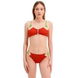 Zeki Aksesuar Detaylı Turuncu Bikini Takım, Kadın, 40 Beden
