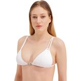 Zeki Aksesuar Detaylı Üçgen Beyaz Bikini Üst, 36 Beden, Kadın