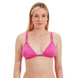 Zeki Aksesuar Detaylı Üçgen Pembe Bikini Üst, 36 Beden, Kadın