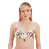 Zeki Aksesuvar Detaylı Bikini Üst, Desenli, 40 Beden, Kadın