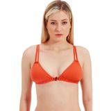 Zeki Cam Aksesuar Detaylı Üçgen Bikini Üst, Kadın, Mercan, 36 Beden