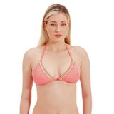 Zeki Cam Boncuk Detaylı Üçgen Bikini Üst, Koral, 38 Beden