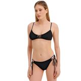 Zeki Kadın Gümüş Aksesuarlı Siyah Bikini Takımı, 42 Beden