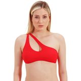 Zeki Kadın Tek Omuz Kırmızı Bikini Üstü, 40 Beden