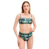 Zeki Kadın Yılan Desenli Aksesuar Detaylı Straplez Bikini Takımı, 36 Beden
