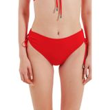 Zeki Kadın Yüksel Bel Yan Büzgülü Kırmızı Bikini Alt, 46 Beden