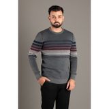 Zeki Özer Erkek Antrasit Çizgili Fitilli O Yaka Triko - M