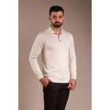 Zeki Özer Erkek Bej Desenli Polo Yaka Triko - XL