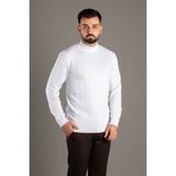 Zeki Özer Erkek Beyaz Desenli Balıkçı Triko - XL