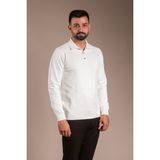 Zeki Özer Erkek Beyaz Desenli Polo Yaka Triko - 2XL