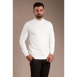 Zeki Özer Erkek Beyaz Yarım Balıkçı Triko Kazak - XL