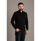 Zeki Özer Erkek Dokulu Dik Yaka Fermuarlı Triko - Siyah - XL