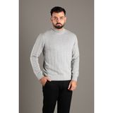 Zeki Özer Erkek Gri Desenli Balıkçı Triko - XL