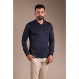 Zeki Özer Erkek Lacivert Desenli Polo Yaka Triko