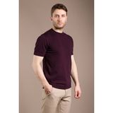 Zeki Özer Erkek Mürdüm Basic Triko O Yaka T-Shirt - 2XL