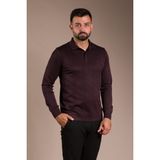 Zeki Özer Erkek Mürdüm Desenli Polo Yaka Triko