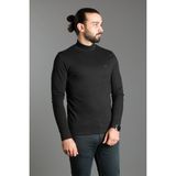 Zeki Özer Erkek Siyah Düz Soft Yarım Balıkçı-Boğazlı Kazak - Black - Siyah