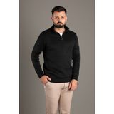 Zeki Özer Erkek Siyah Fermuarlı Dik Yaka Triko - XL