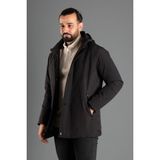 Zeki Özer Erkek Siyah Kapüşonlu Şişme Mont - Black - Siyah