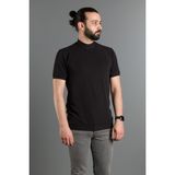 Zeki Özer Erkek Siyah Yarım Boğazlı Soft T-Shirt Kısa Kol Günlük Stil %45 Cotton %50 Polyester - Black - Siyah