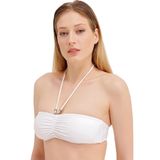 Zeki Straplez Beyaz Bikini Üst, 36 Beden, Kadın