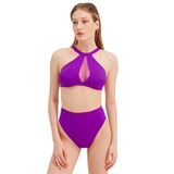 Zeki Tül Detaylı Mor Bikini Takım, 40 Beden, Kadın