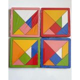 Zekice 10 Parça Renkli Ahşap Tangram Oyunu 2 - 4 Yaş Çocuklar İçin Eğlenceli Aktivite