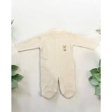 Zekids Bebek Çıtçıtlı Kedi Işlemeli Tulum - Bej - 6 - 9 Ay