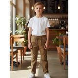 Zekids Erkek Çocuk Esnek Kumaş Beli Lastikli Pantolon - Bej - 12 Yaş