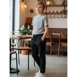 Zekids Erkek Çocuk Esnek Kumaş Beli Lastikli Pantolon - Füme - 8 Yaş