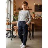 Zekids Erkek Çocuk Esnek Kumaş Beli Lastikli Pantolon - Lacivert - 7 Yaş