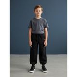 Zekids Erkek Çocuk Pamuklu Yumuşak Dokulu Beli Paçası Lastikli Eşofman Altı - 9 - 10 Yaş - Siyah