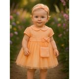 Zekids Kız Bebek Beli Fiyonklu Çantalı Abiye Elbise - 6 - 9 Ay - Somon