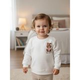 Zekids Kız Bebek Pamuklu Punch Tavşan Nakışlı Sweatshirt - Beyaz - 12 - 18 Ay