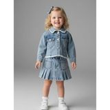 Zekids Kız Bebek Taşlı Denim Ceket - Mavi - 24 - 36 Ay