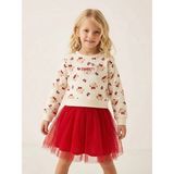 Zekids Kız Çocuk Ayıcık Desenli Sweat Elbise - 6 Yaş - Kırmızı