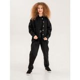 Zekids Kız Çocuk Brode Cep Gabardin Ceket - Siyah - 7 - 8 Yaş